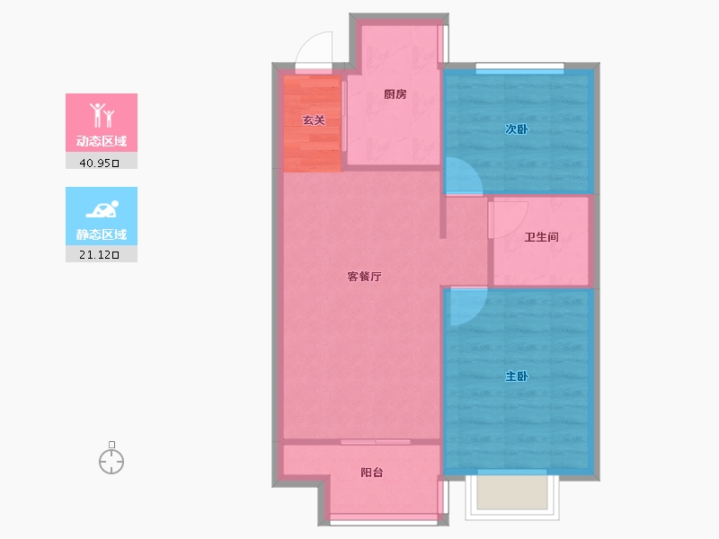 辽宁省-沈阳市-恒大绿洲汪河路（106，138，104号楼）77m²-56.12-户型库-动静分区