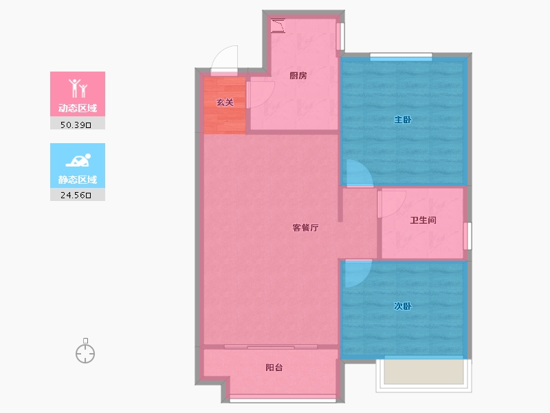 辽宁省-沈阳市-恒大绿洲汪河路（93,107,99号楼）84m²-68.24-户型库-动静分区