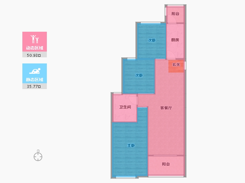 辽宁省-沈阳市-恒大绿洲汪河路（105,110号楼）106m²-78.93-户型库-动静分区