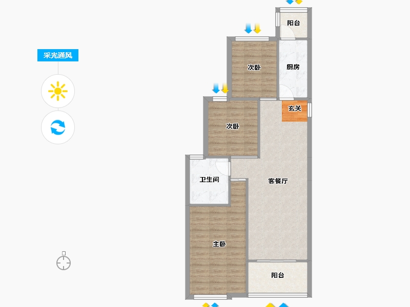 辽宁省-沈阳市-恒大绿洲汪河路（105,110号楼）106m²-78.93-户型库-采光通风