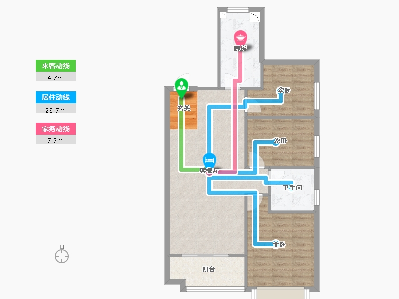 辽宁省-沈阳市-恒大绿洲汪河路147-9号（90号楼）96m²-76.07-户型库-动静线