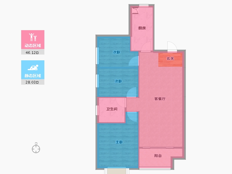 辽宁省-沈阳市-恒大绿洲汪河路（106,108,109,104,111号楼）96m²-67.28-户型库-动静分区