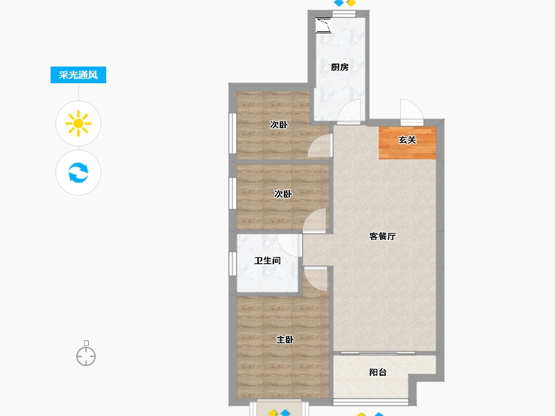 辽宁省-沈阳市-恒大绿洲汪河路（106,108,109,104,111号楼）96m²-67.28-户型库-采光通风