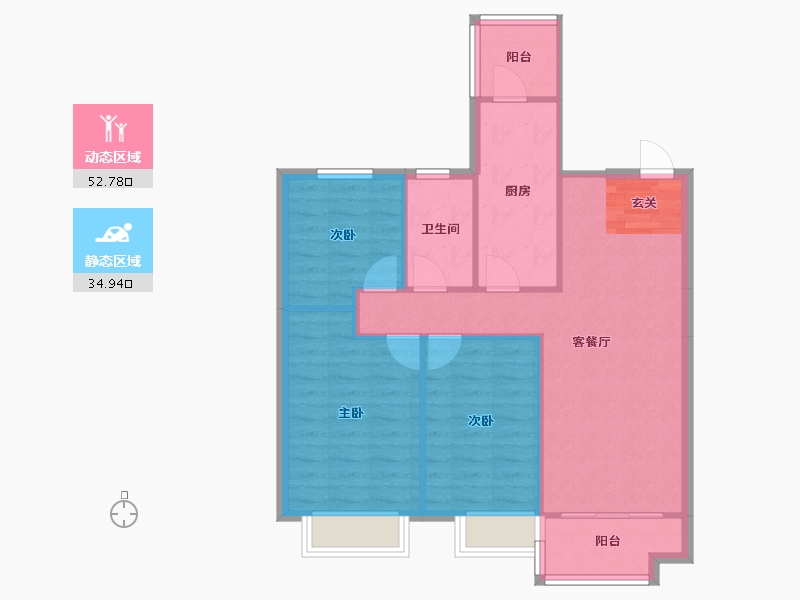 辽宁省-沈阳市-恒大绿洲汪河路145-7号（93号楼）115m²-79.82-户型库-动静分区