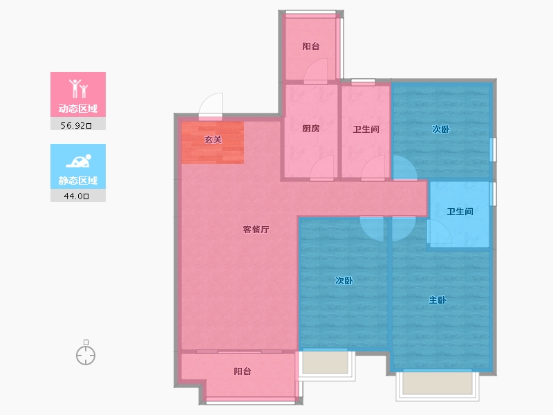 辽宁省-沈阳市-恒大绿洲汪河路（108,109号楼）117m²-92.03-户型库-动静分区