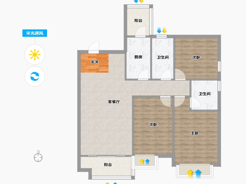 辽宁省-沈阳市-恒大绿洲汪河路（108,109号楼）117m²-92.03-户型库-采光通风