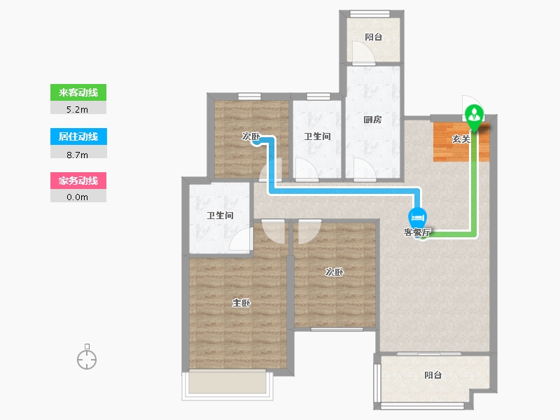 辽宁省-沈阳市-恒大绿洲汪河路（97,90,100,111号楼）117m²-91.14-户型库-动静线