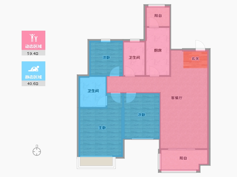 辽宁省-沈阳市-恒大绿洲汪河路（97,90,100,111号楼）117m²-91.14-户型库-动静分区