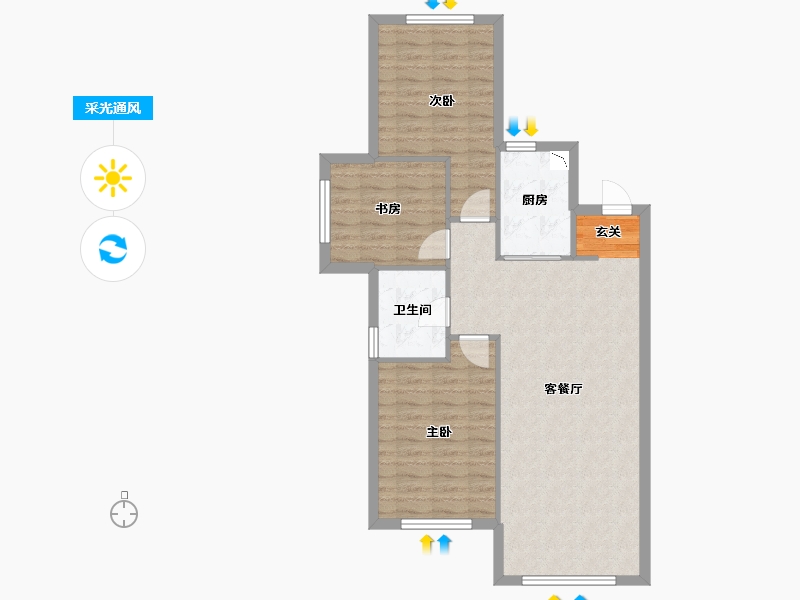 辽宁省-沈阳市-美的城（75，73，74）104m²-81.75-户型库-采光通风