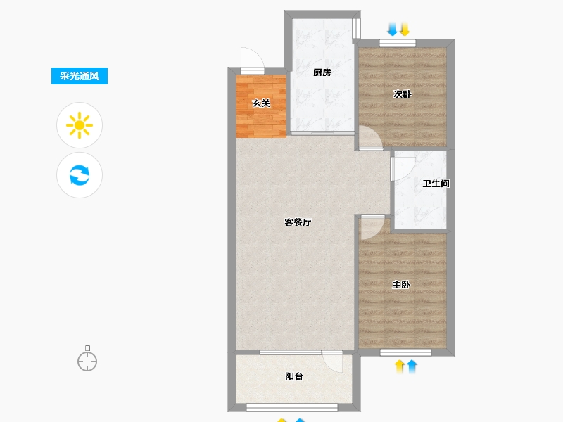 辽宁省-沈阳市-美的城滨江街（56号楼，57号楼）89m²-71.20-户型库-采光通风