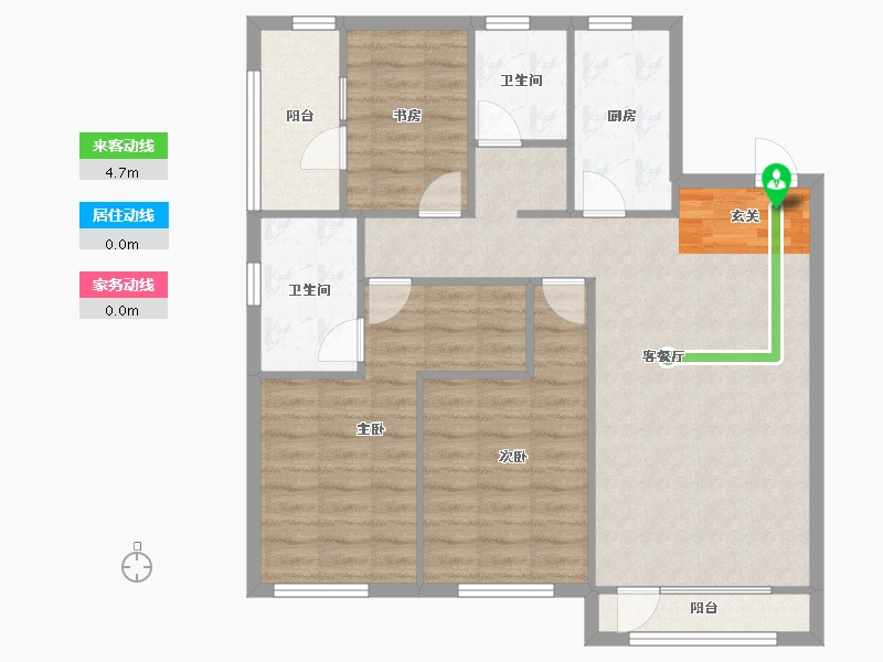 辽宁省-沈阳市-美的城滨江街70-2号（53号楼）127m²-93.96-户型库-动静线