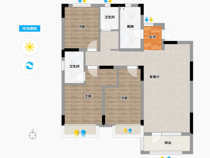 辽宁省-沈阳市-美的城赤山路（40，44）116m²-88.72-户型库-采光通风