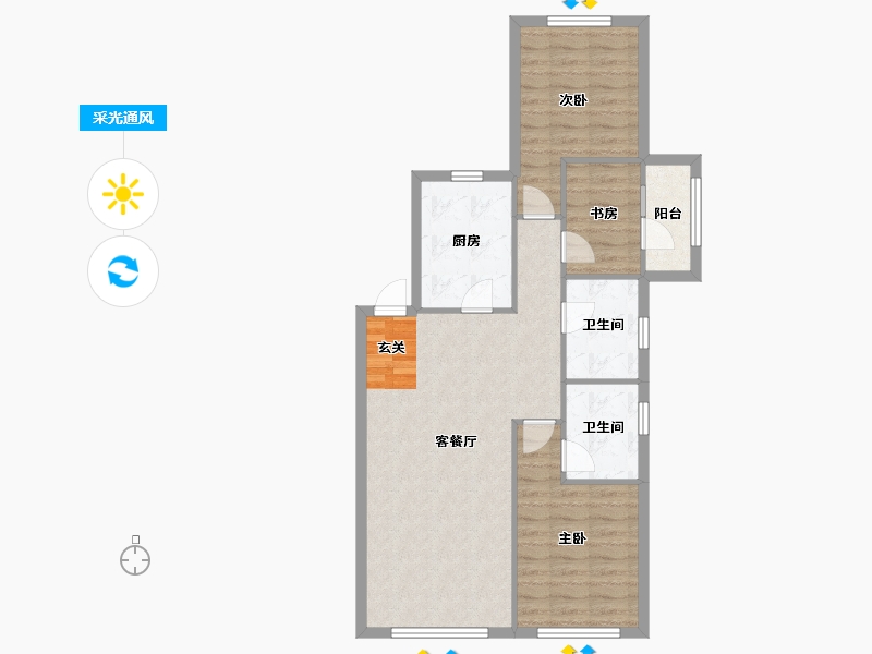 辽宁省-沈阳市-美的城赤山路（44，15)113m²-82.58-户型库-采光通风