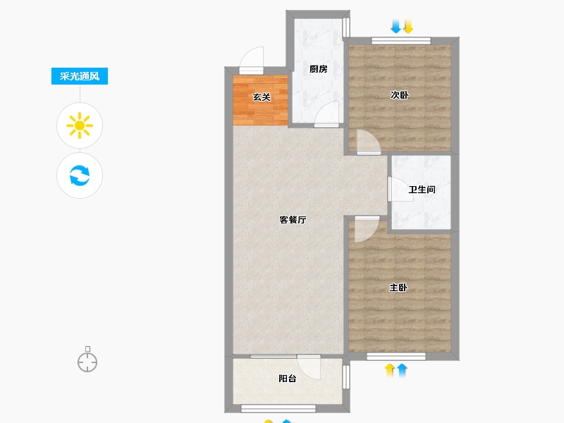 辽宁省-沈阳市-美的城滨江街（58，62，59，61，56，57号楼）87m²-72.00-户型库-采光通风