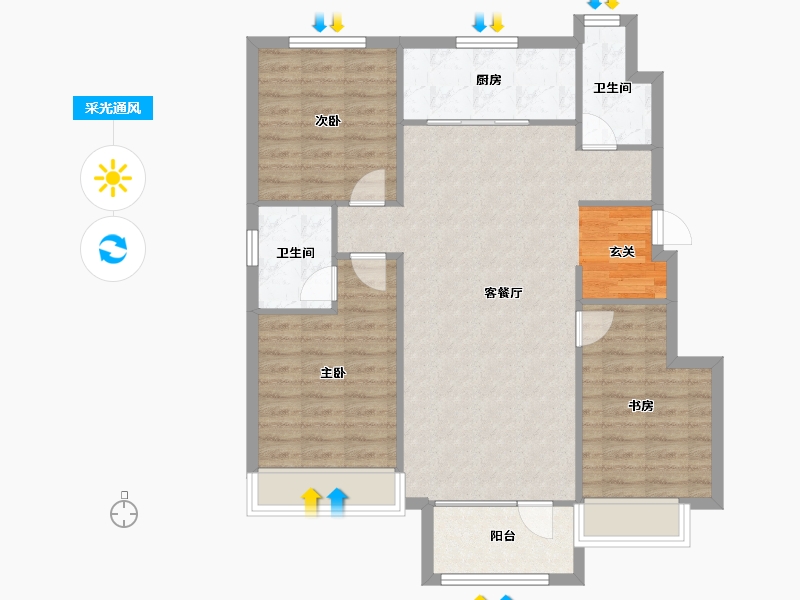 辽宁省-沈阳市-美的城滨江街（67，66栋）115m²-93.14-户型库-采光通风