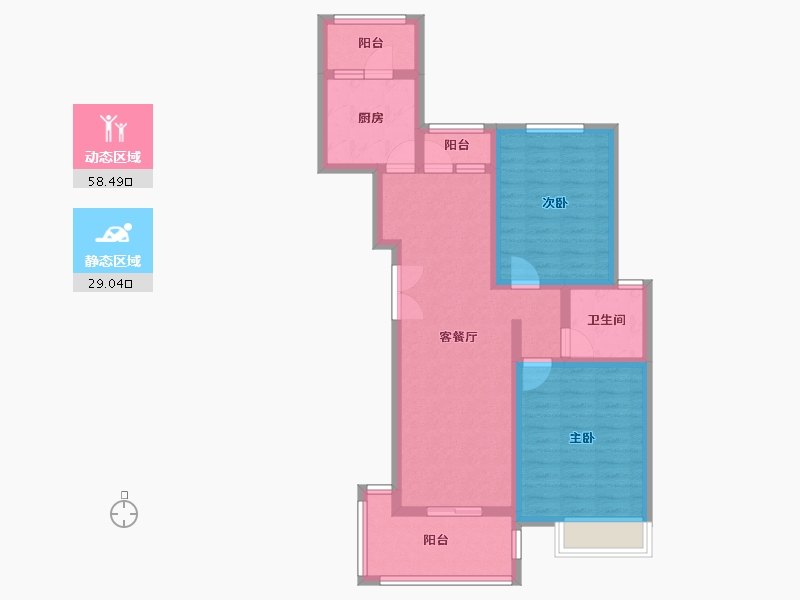 辽宁省-沈阳市-首开国风润城虎石台南大街57-55号（21）A2建面112m²-76.85-户型库-动静分区