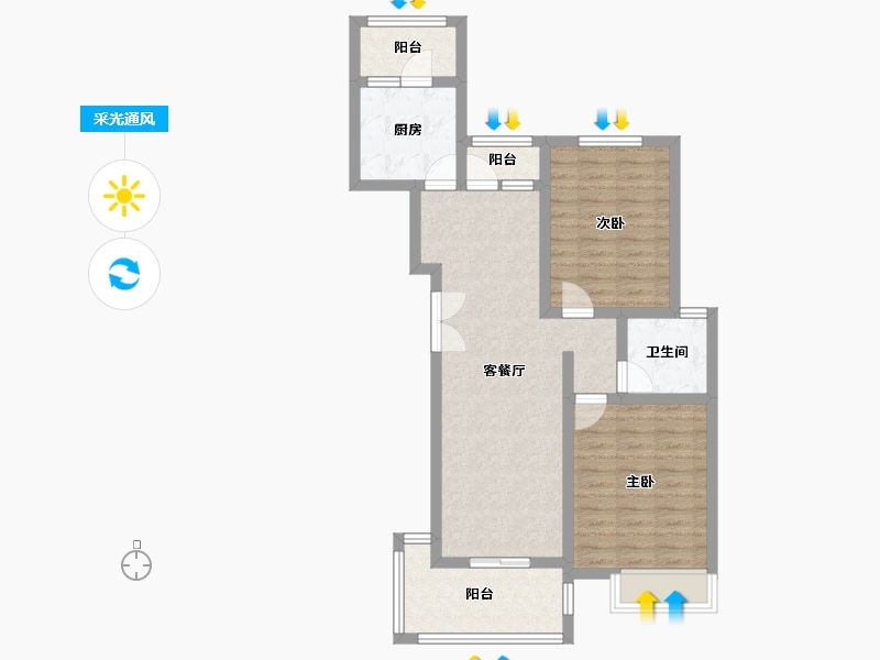 辽宁省-沈阳市-首开国风润城虎石台南大街57-55号（21）A2建面112m²-76.85-户型库-采光通风