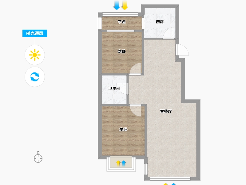 辽宁省-沈阳市-华海蓝境道义三街6-18号,道义三街6-20号G20C户型建面88m²-59.06-户型库-采光通风