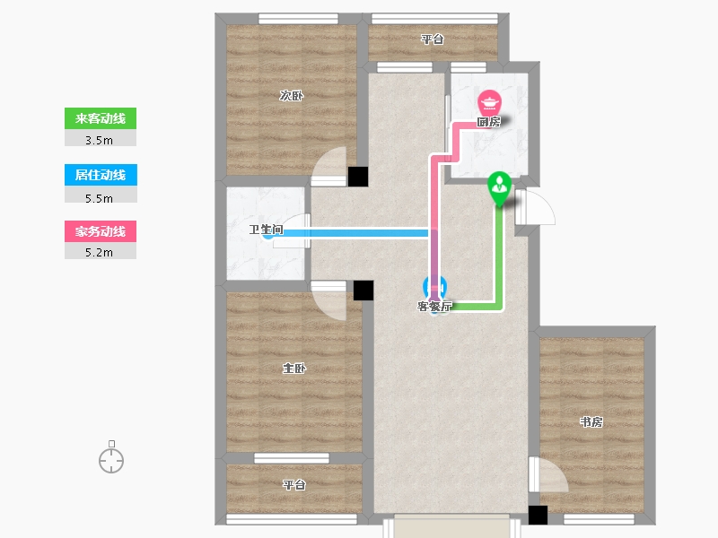 辽宁省-沈阳市-华海蓝境道义三街6-16号（16号楼）Y16B建面99m²-79.05-户型库-动静线