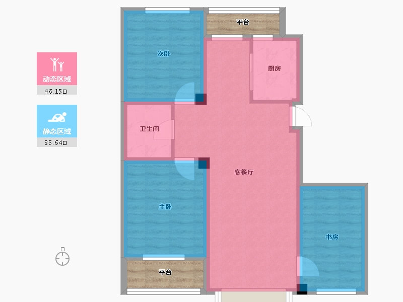 辽宁省-沈阳市-华海蓝境道义三街6-16号（16号楼）Y16B建面99m²-79.05-户型库-动静分区