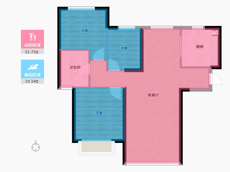 辽宁省-沈阳市-恒大时代新城蒲田路25-8号（29号楼）L4-C户型建面116m²-74.58-户型库-动静分区