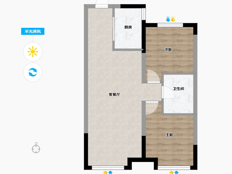 辽宁省-沈阳市-万达盛京ONEA户型建面85m²-56.76-户型库-采光通风