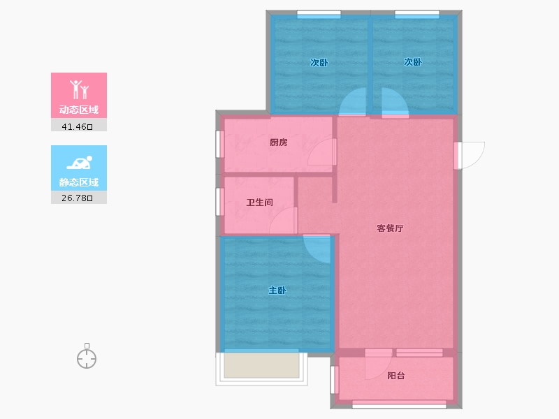 辽宁省-沈阳市-中国铁建御水澜湾建面92㎡-60.86-户型库-动静分区