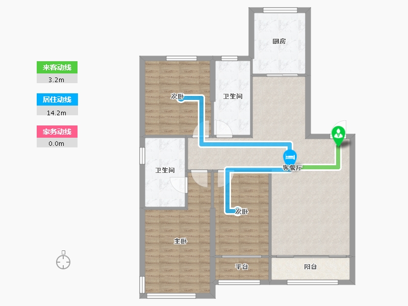 辽宁省-沈阳市-红豆杉温泉花园D1建面138m²-100.77-户型库-动静线