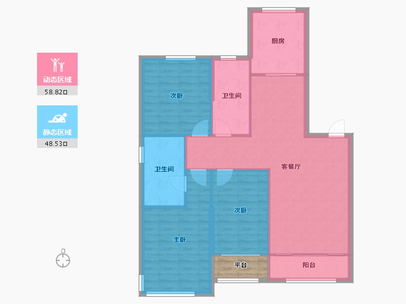 辽宁省-沈阳市-红豆杉温泉花园D1建面138m²-100.77-户型库-动静分区