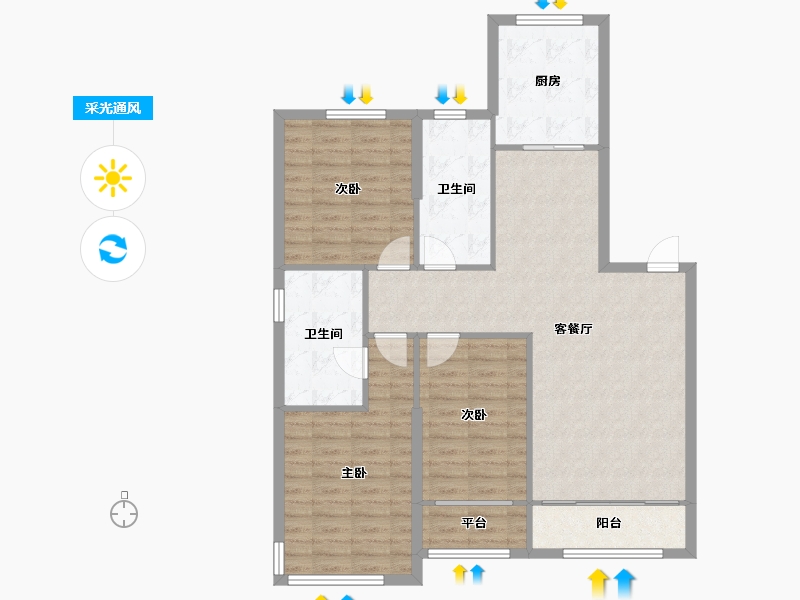 辽宁省-沈阳市-红豆杉温泉花园D1建面138m²-100.77-户型库-采光通风