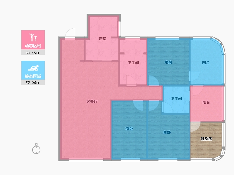 辽宁省-沈阳市-汇置尚都道义南大街65-45号（G3号楼）,道义南大街65-46号（G6号楼）,道义南大街6-113.82-户型库-动静分区