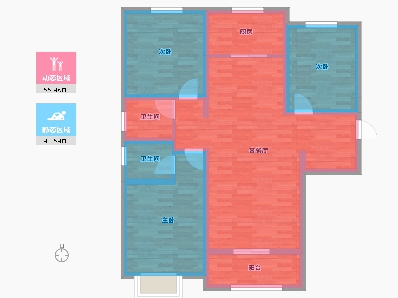 山西省-临汾市-滨河湾城市花园-85.87-户型库-动静分区