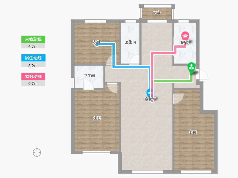 辽宁省-沈阳市-汇置尚都蒲南路5-32号（2-12栋）,蒲南路5-2号（2-3号楼）Y户型建面119m²-102.16-户型库-动静线