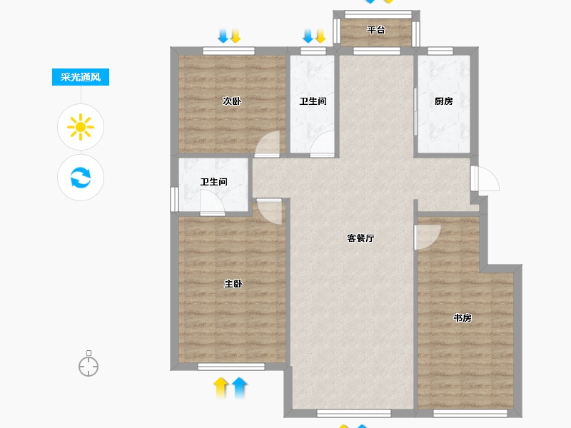 辽宁省-沈阳市-汇置尚都蒲南路5-32号（2-12栋）,蒲南路5-2号（2-3号楼）Y户型建面119m²-102.16-户型库-采光通风