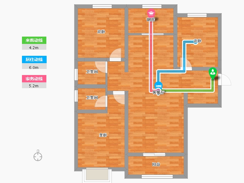 山西省-临汾市-滨河湾城市花园-85.87-户型库-动静线