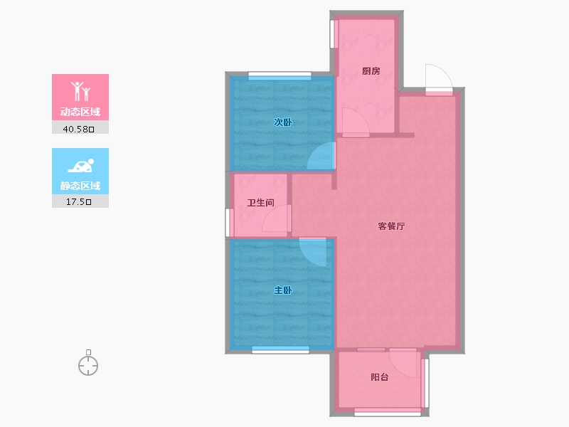 辽宁省-沈阳市-祥联大河原著蒲河路7-15号楼（G5号楼）,蒲河路7-14号G4G1户型（G5户型）建面7-52.29-户型库-动静分区