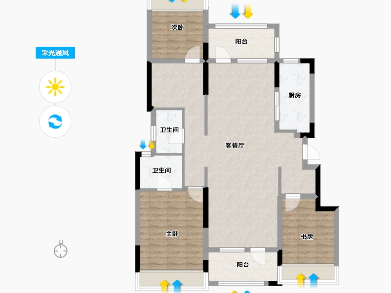 辽宁省-沈阳市-中粮锦云天城七星东二街9-14号9号（Y3栋),七星东二街9-7（Y11栋）,七星东二街9--104.31-户型库-采光通风