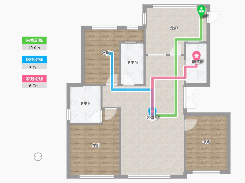 辽宁省-沈阳市-祥联大河铭著蒲茂路1-7号（9号楼）D3户型建面106m²-93.76-户型库-动静线