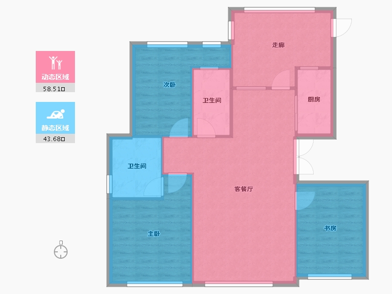 辽宁省-沈阳市-祥联大河铭著蒲茂路1-7号（9号楼）D3户型建面106m²-93.76-户型库-动静分区