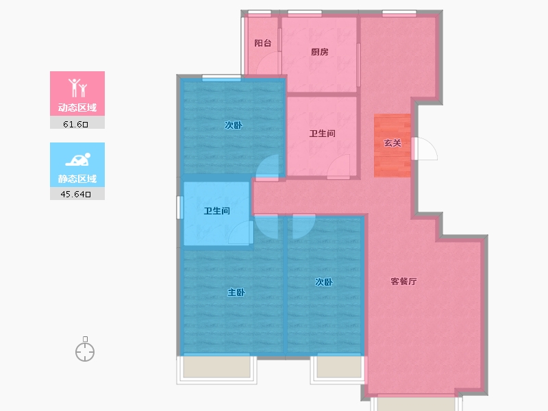 辽宁省-沈阳市-恒大文化旅游城菩提路（10,14,16号楼）130m²-96.82-户型库-动静分区