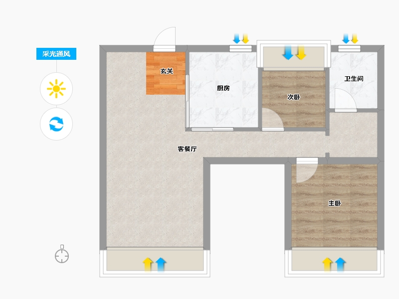 辽宁省-沈阳市-万科明日之光雪莲街东（B9，B2，B1，B7栋)83m²-54.02-户型库-采光通风