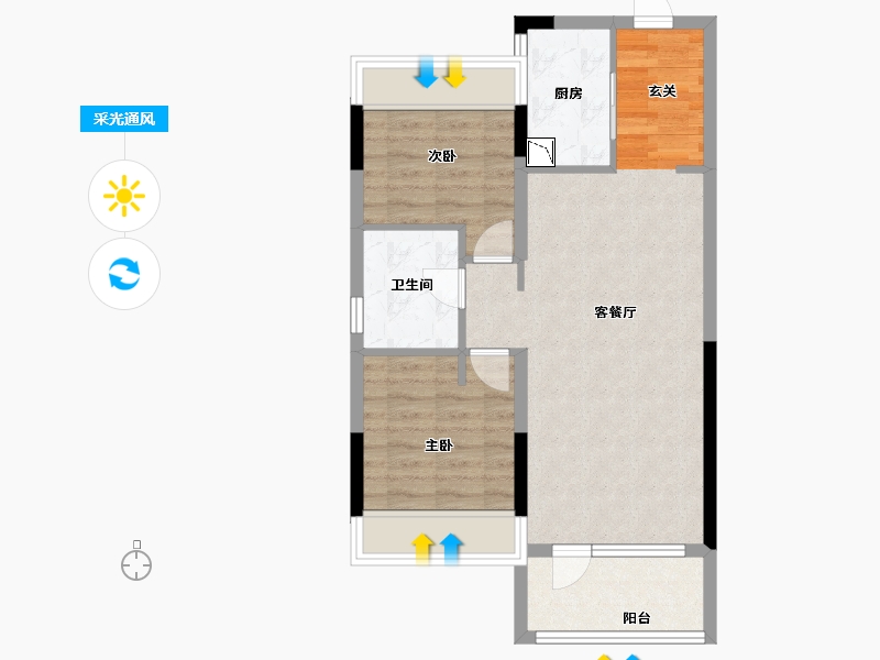 辽宁省-沈阳市-华润置地公元九里13,12,11栋87m²-64.85-户型库-采光通风