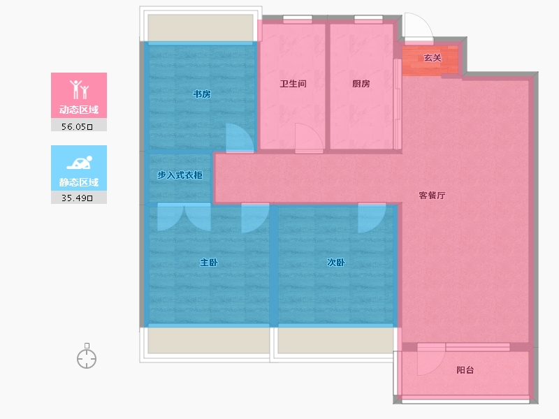 辽宁省-沈阳市-华润置地公元九里13栋,12栋,11栋103m²-82.41-户型库-动静分区