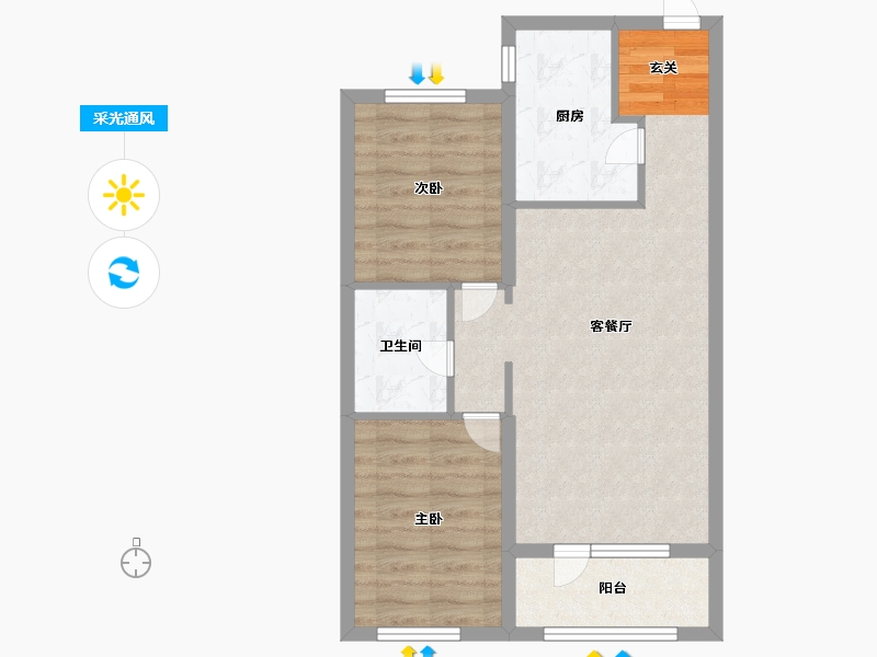 辽宁省-沈阳市-沈阳孔雀城花梨路38-23号（80栋）78m²-62.40-户型库-采光通风