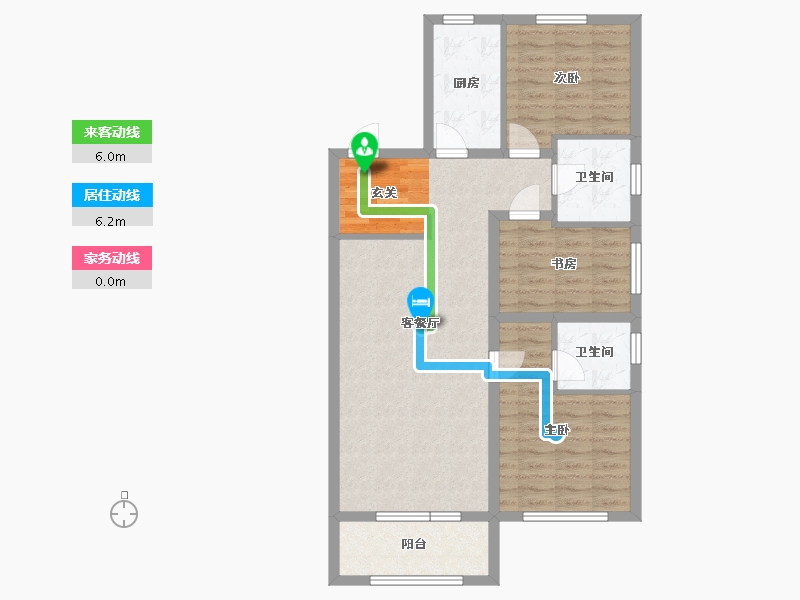 辽宁省-沈阳市-沈阳孔雀城花梨路38-23号（80栋）110m²-88.00-户型库-动静线