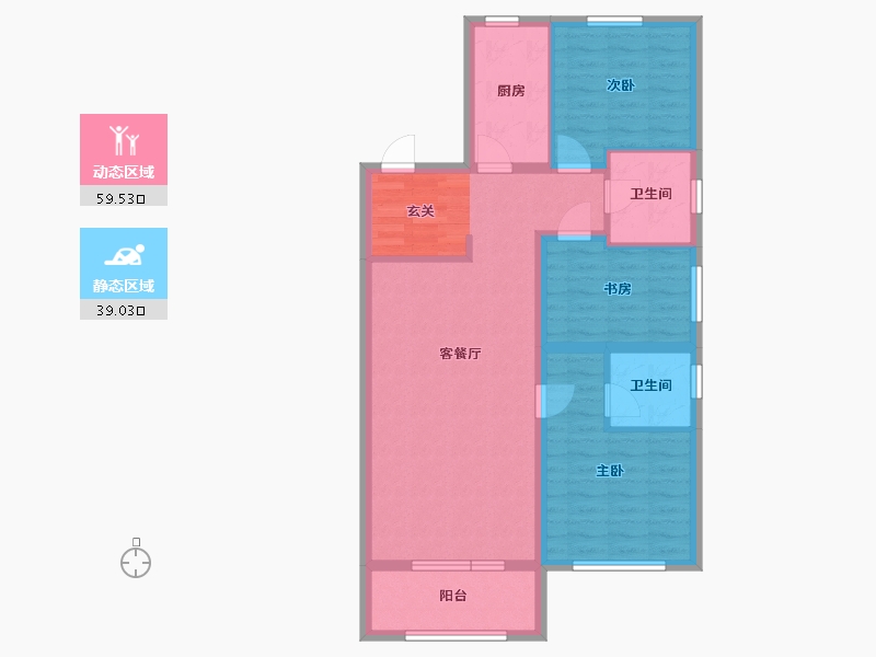 辽宁省-沈阳市-沈阳孔雀城花梨路38-23号（80栋）110m²-88.00-户型库-动静分区