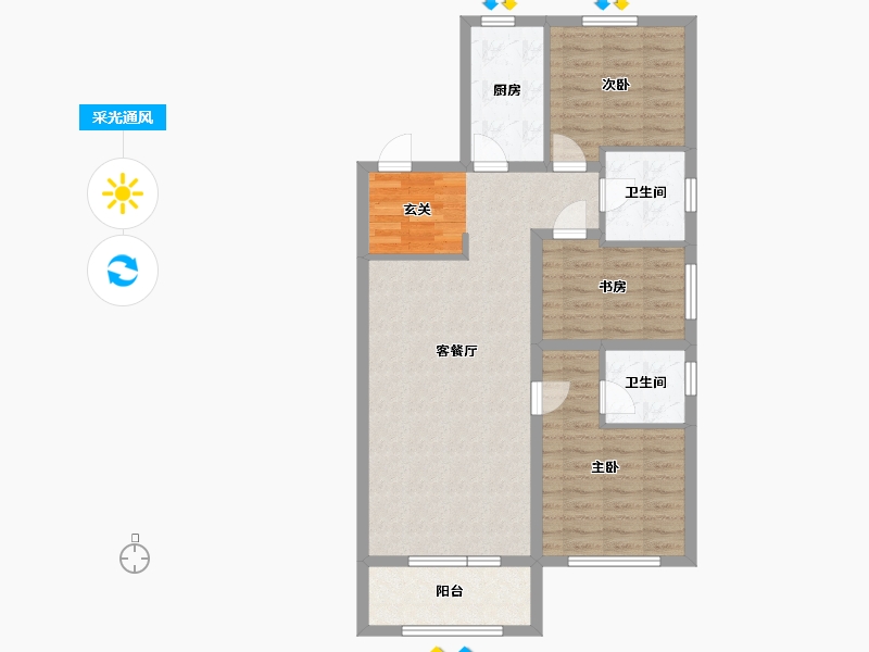 辽宁省-沈阳市-沈阳孔雀城花梨路38-23号（80栋）110m²-88.00-户型库-采光通风