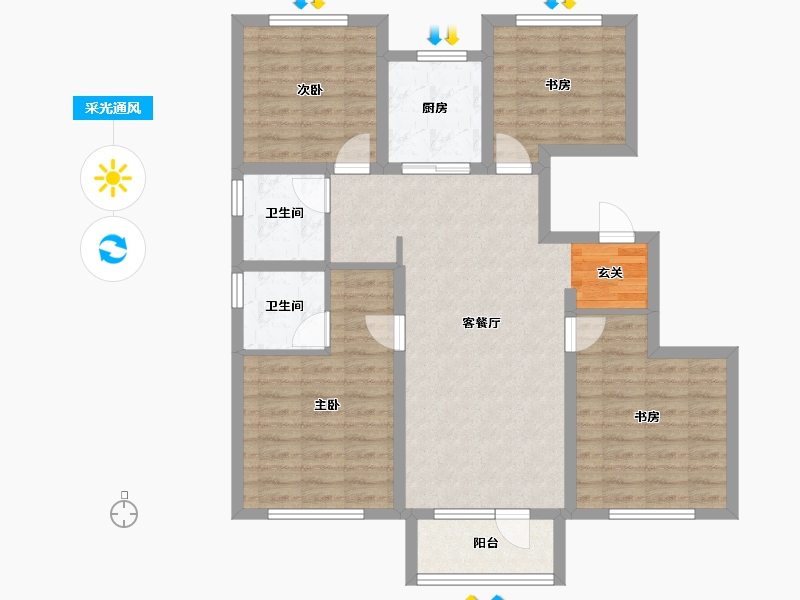 辽宁省-沈阳市-沈阳孔雀城孔雀杉路（17，19，16，18号楼）117m²-93.60-户型库-采光通风