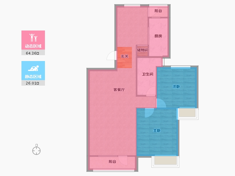 辽宁省-沈阳市-万科明日之光雪莲街东(A12，A26，25，A6，A5栋)111m²-82.19-户型库-动静分区