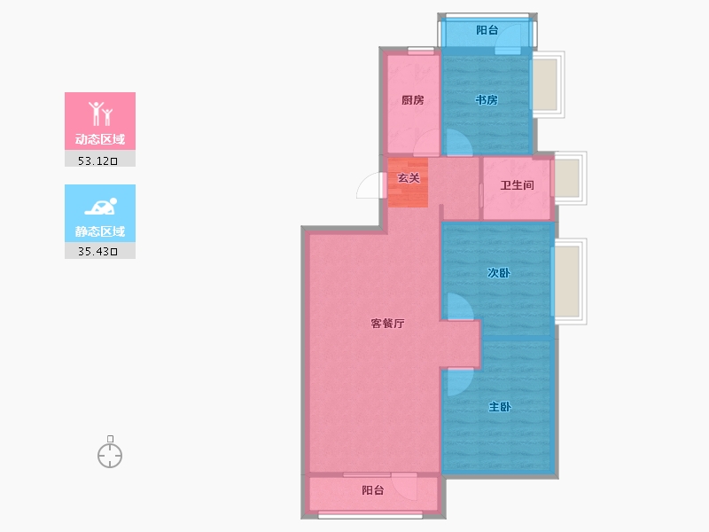 辽宁省-沈阳市-万科明日之光雪莲街东(A12，A26，25，A6，A5，A11栋)109m²-80.15-户型库-动静分区